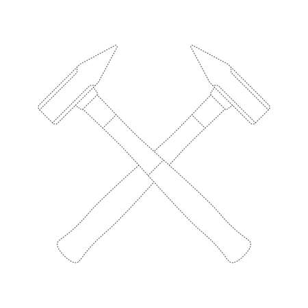 Hammer tracing worksheet for kidsのイラスト素材