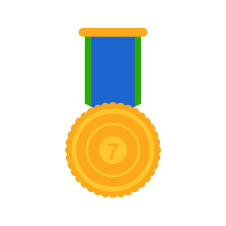 Gold medal with ribbon. Vector illustrationのイラスト素材