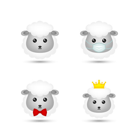 Sheep head on white backgroundのイラスト素材