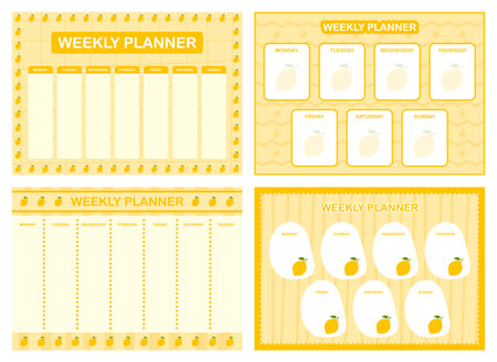 Weekly planner, kids schedule design templateのイラスト素材