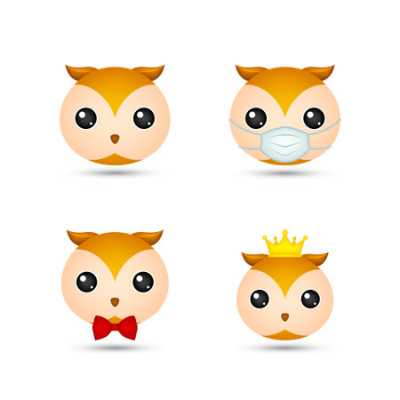 Owl head on white backgroundのイラスト素材