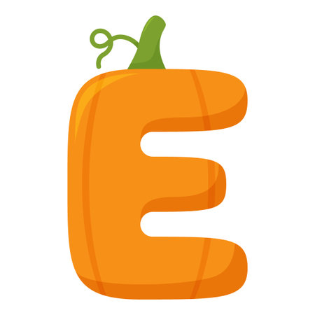 Letter E Pumpkin, vector illustrationのイラスト素材