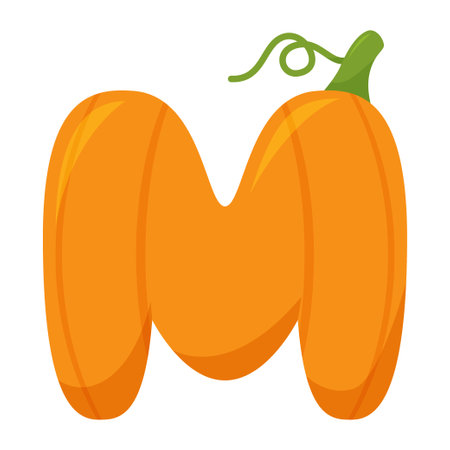 Letter M Pumpkin, vector illustrationのイラスト素材
