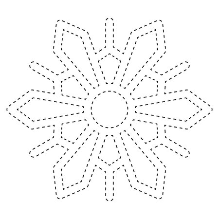 Snowflake tracing worksheet for kidsのイラスト素材