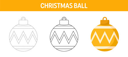 Christmas Ball tracing and coloring worksheet for kidsのイラスト素材