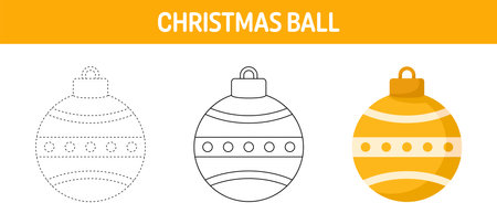 Christmas Ball tracing and coloring worksheet for kidsのイラスト素材