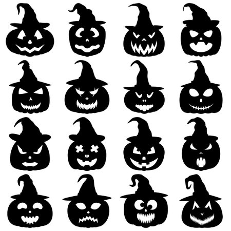 Set of Halloween Pumpkin isolated on white backgroundのイラスト素材