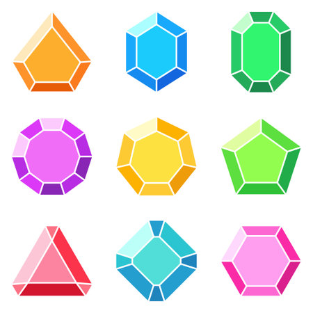 Set of gems in flat style isolatedのイラスト素材