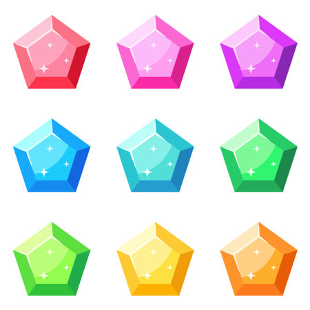 Set of gems in flat style isolatedのイラスト素材