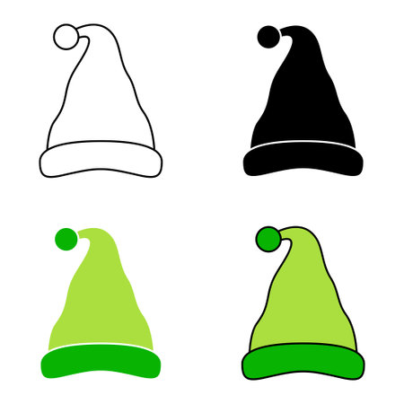 Set of Elf hat isolated on white backgroundのイラスト素材