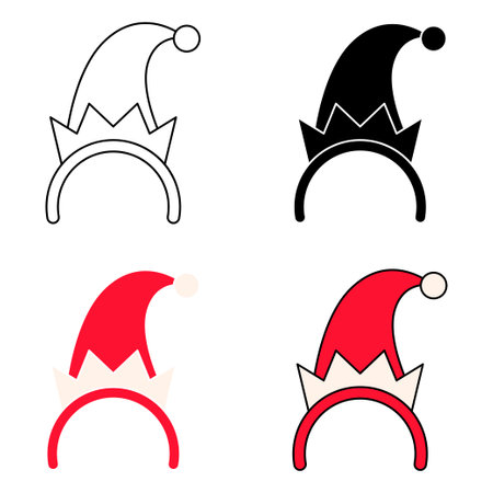 Set of Christmas headband in flat style isolatedのイラスト素材