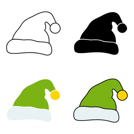 Set of Santa Claus hat isolated on white backgroundのイラスト素材