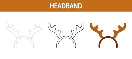 Christmas Headband tracing and coloring worksheet for kidsのイラスト素材