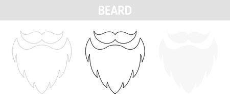 Beard tracing and coloring worksheet for kidsのイラスト素材