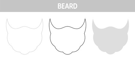 Beard tracing and coloring worksheet for kidsのイラスト素材