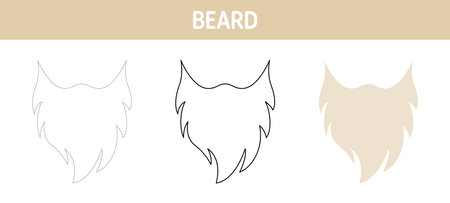 Beard tracing and coloring worksheet for kidsのイラスト素材