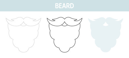 Beard tracing and coloring worksheet for kidsのイラスト素材