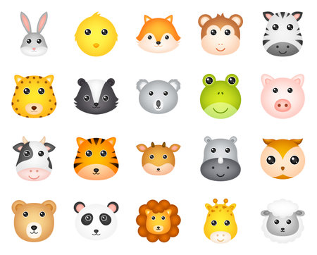 Set of cute wild animalsのイラスト素材