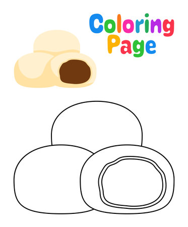 Coloring page with Mochi for kidsのイラスト素材