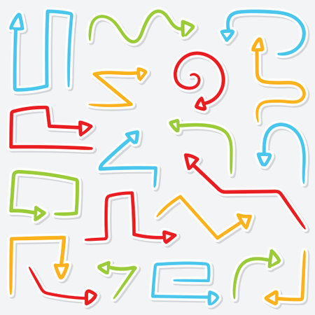 Set of hand drawn Arrow stickerのイラスト素材
