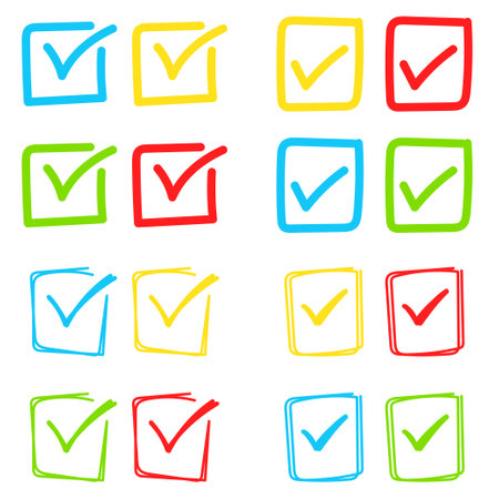 Set of hand drawn Check Markのイラスト素材