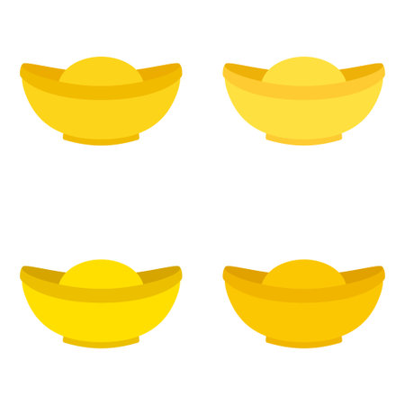 Chinese Gold Ingot in flat style isolatedのイラスト素材