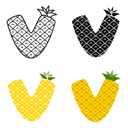 Alphabet V in flat style isolatedのイラスト素材