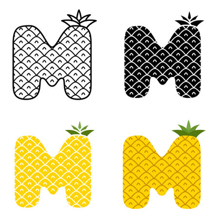 Alphabet M in flat style isolatedのイラスト素材