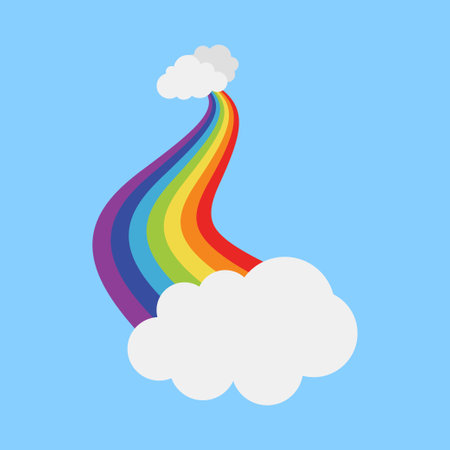 Rainbow with cloud in flat style isolatedのイラスト素材