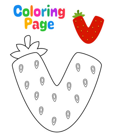 Coloring page with Alphabet V for kidsのイラスト素材