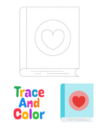 Book tracing worksheet for kidsのイラスト素材