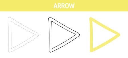 Arrow tracing and coloring worksheet for kidsのイラスト素材
