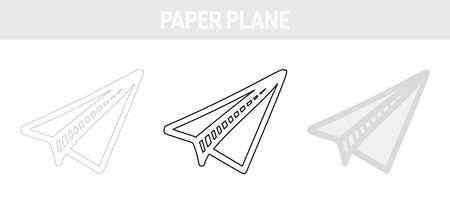 Paper plane tracing and coloring worksheet for kidsのイラスト素材