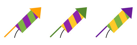 Firecrackers in flat style isolatedのイラスト素材