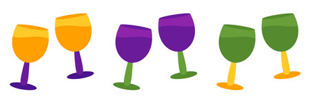 Champagne Glasses in flat style isolatedのイラスト素材