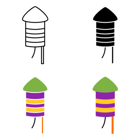 Firecrackers in flat style isolatedのイラスト素材