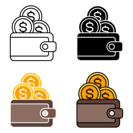 Cash Wallet in flat style isolatedのイラスト素材
