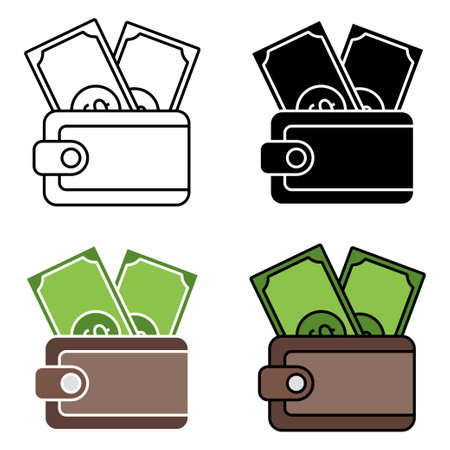 Cash Wallet in flat style isolatedのイラスト素材