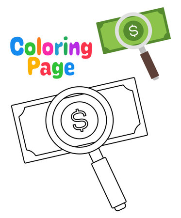 Coloring page with Search Money for kidsのイラスト素材