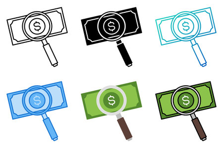 Search Money in flat style isolatedのイラスト素材