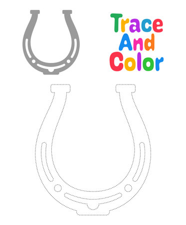 Horseshoe tracing worksheet for kidsのイラスト素材