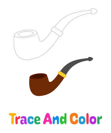Smoking Pipe tracing worksheet for kidsのイラスト素材