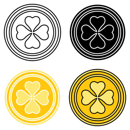 Clover Coin in flat style isolatedのイラスト素材
