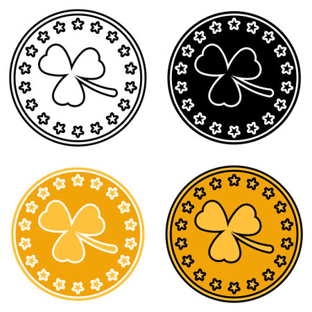 Clover Coin in flat style isolatedのイラスト素材