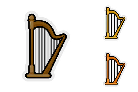 Note sticker set with Harpのイラスト素材