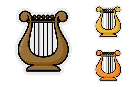 Note sticker set with Harpのイラスト素材