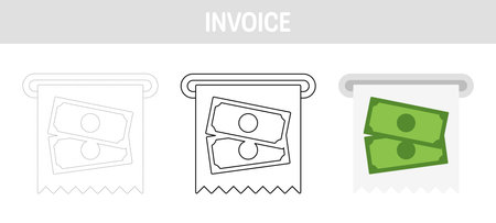 Invoice tracing and coloring worksheet for kidsのイラスト素材