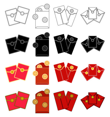 Red Envelope in flat style isolatedのイラスト素材