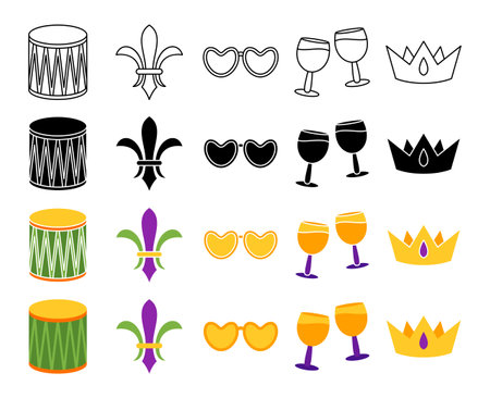 Collection of design elements for Mardi grasのイラスト素材