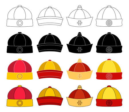 Chinese Hat in flat style isolatedのイラスト素材